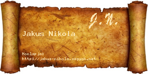 Jakus Nikola névjegykártya
